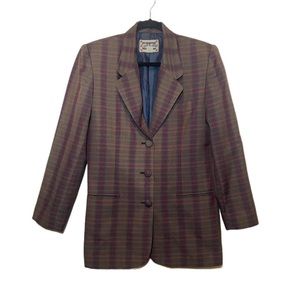 VINTAGE 80s Otello Pelle plaid blazer